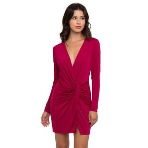Black Halo Cherry Wine Holiday Wrap Dress
